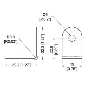 L-Winkel 32,2×19, 2-Loch Ø5mm Black