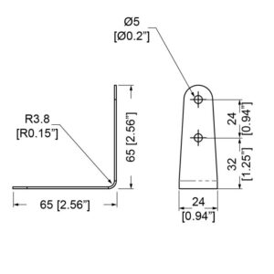 L-Winkel 65×24, 4-Loch Ø5mm, Zinc
