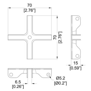 Stabilisierungskreuz 6,5mm, 8-Loch Ø5mm, Zinc