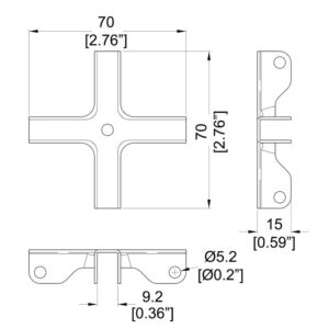 Stabilisierungskreuz 9,2mm, 8-Loch Ø5mm, Zinc