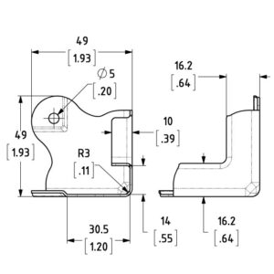 Ecke für Slam-Lid – Rahmenprofil E0490, Zinc