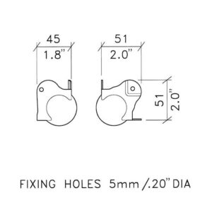 Kugelecke, mit 30 mm Versatz an einem Bein und 1,5 mm Radius