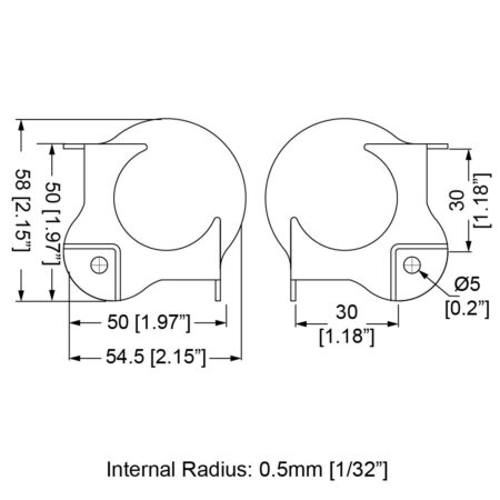 Kugelecke, groß, mit 30 mm Versatz und 0,5 mm Radius – Bild 2