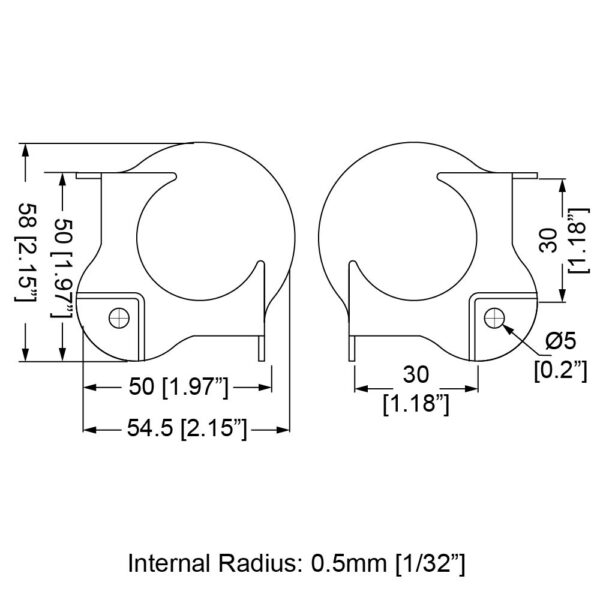 Kugelecke, groß, mit 30 mm Versatz und 0,5 mm Radius – Bild 2