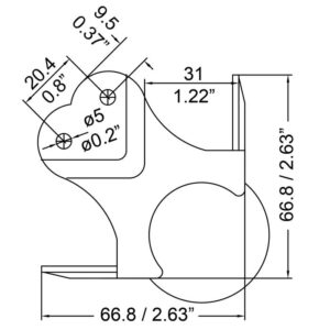 Kugelecke mit 30 mm Versatz und 4 mm Radius, groß, robust