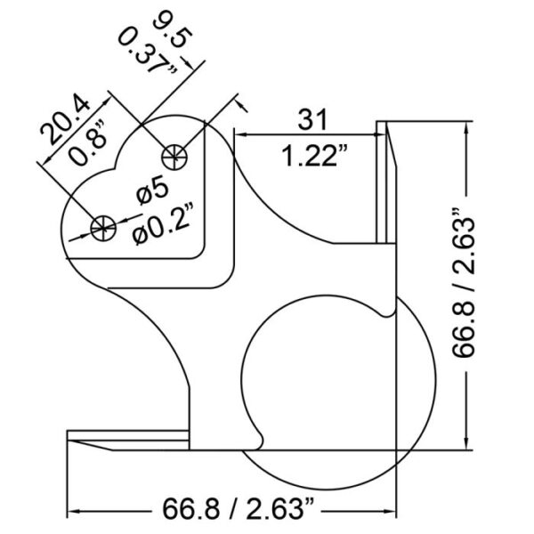 Kugelecke mit 30 mm Versatz und 4 mm Radius, groß, robust – Bild 2