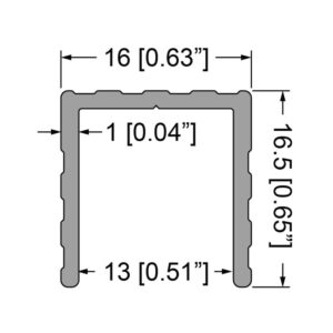 13mm U-Kanal mit 16.5mm Schenkellänge – 4m lang