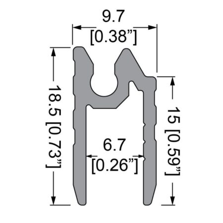 Schließprofil hybrid, 6,8 mm, mit Kederrinne, L= 4000 mm – Bild 2