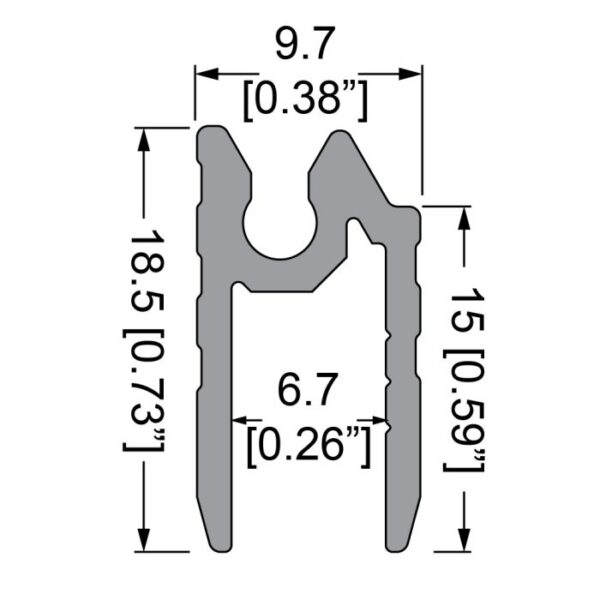 Schließprofil hybrid, 6,8mm, mit Kederrinne, L=4000mm – Bild 2