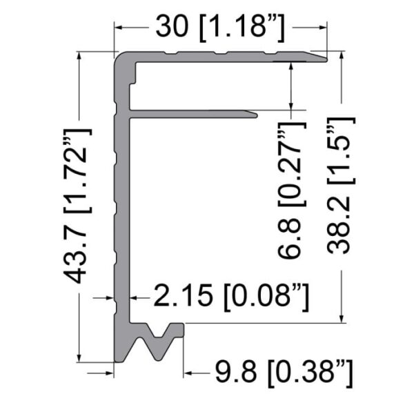 Rahmenprofil 6.8mm, 43x30, zu EG-0300, L=4000mm – Bild 2