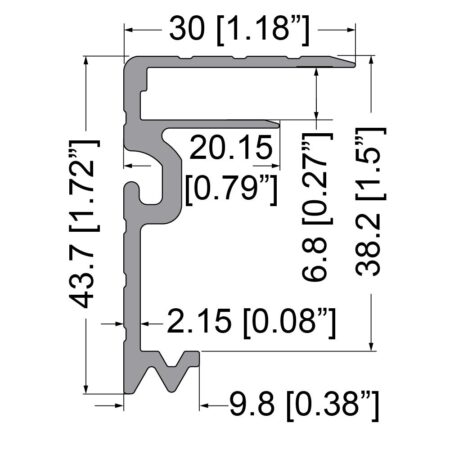 Rahmenprofil 6,8 mm, 43 mm x 30 mm, Einhaknut, zu EG-0300, L= 4000 mm – Bild 2