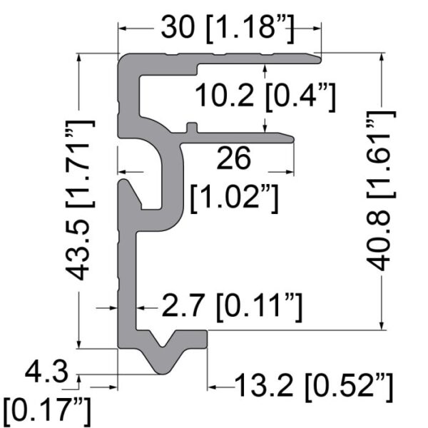 Rahmenprofil 10,2mm, 43x30, Einhaknut, zu EG-0520/2, L=4000mm – Bild 2