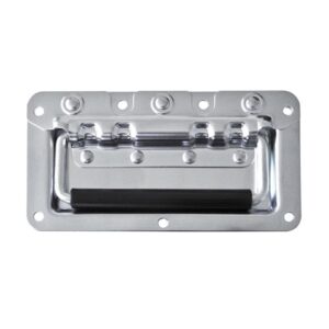 Stahlklappgriff in schmaler Einbauschale, Zinc