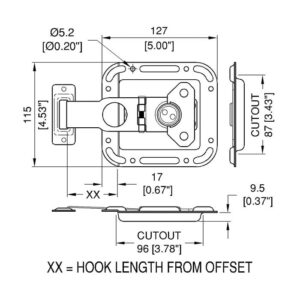 Überwurfcatch groß, 64mm Zungenlänge, Zinc