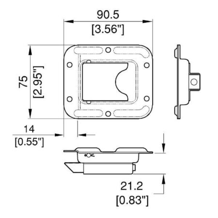 Mulden-Schnappschloss, 75 mm x 90,5 mm, Zink – Bild 2