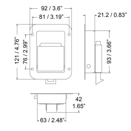 HD-Schnappschloss 78 mm x 44,5 mm, abschließbar, Schwarz – Bild 2