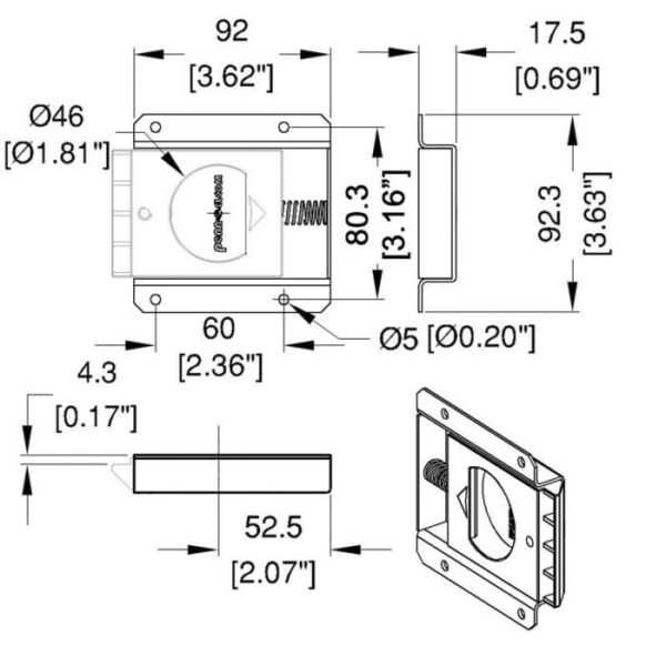 Slam-Lid-Muldenschnappschloss, Bl/Zinc – Bild 2