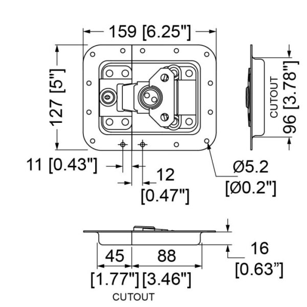 Butterfly groß, 16mm Schale, gestuft, V-Feder, Schloss+Öse, Zinc – Bild 2