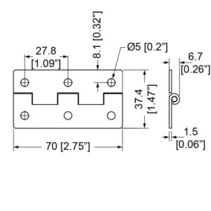 Scharnierstück 70×37, zu PG-3020 u. P1380, Zinc