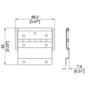 Aufstellscharnier HD 88×82, 7-Loch, Zinc