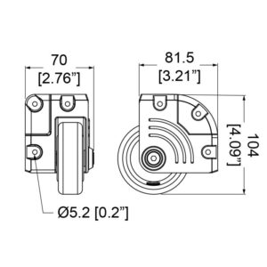 Einbau-Eckrolle 75mm, Zinc