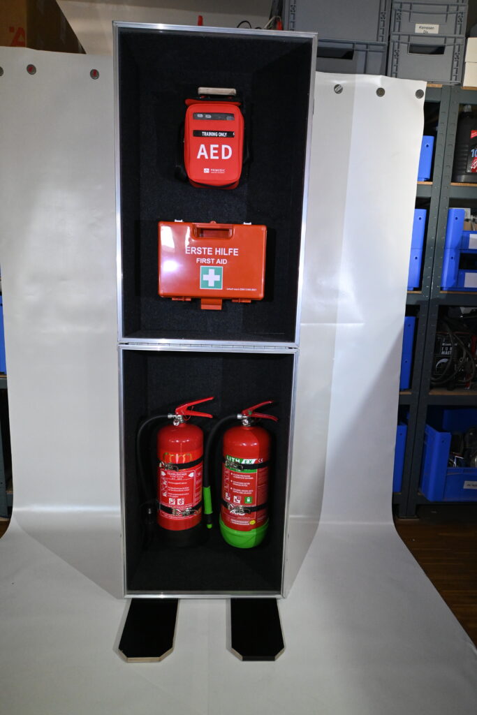 Notfallcase gross mit AVD-Löscher und Defibrillator